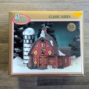 New NIB Dickens Collectables 1998 Vintage Santa Christmas Village Barn Decor